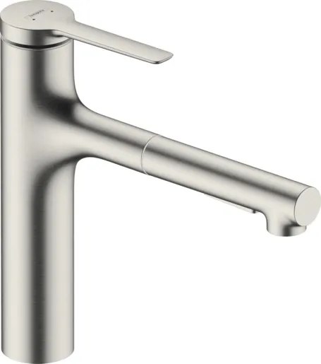 Mosogató csaptelep Hansgrohe Zesis M33 kihúzható zuhannyal, 2 áram rozsdamentes acél 74822800