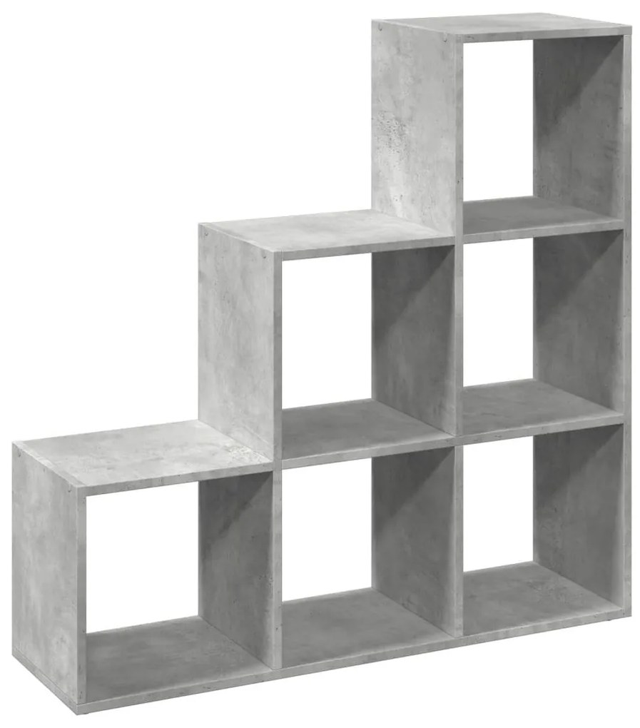 3 szintes betonszürke fa térelválasztó könyvespolc 99x29x99 cm