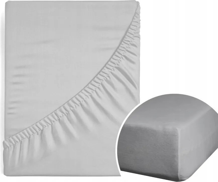 Gumis lepedő 100 x 200 cm Világosszürke puha Hagyományos matracvédő