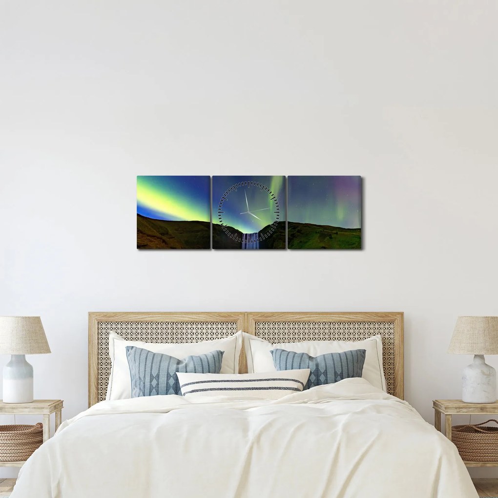 Kép - Aurora Borealis Izlandon (órával) (90x30 cm)