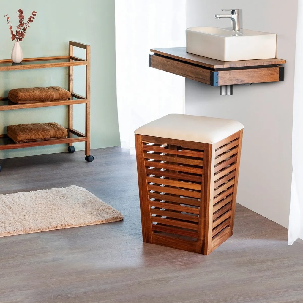 Wenko Acacia szennyes kosár ülőkével Fondi 55 l