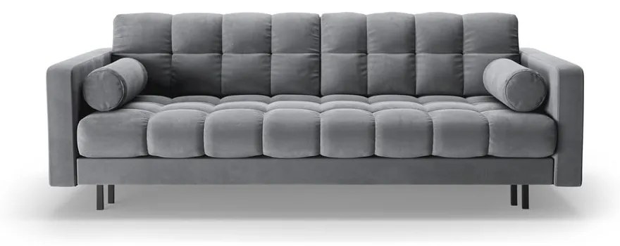 Világosszürke bársony kinyitható tárolóhelyes kanapé 222 cm Bali – Cosmopolitan Design