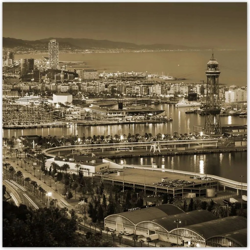 Poszterek 100x100 Barcelona Éjszakai tájkép