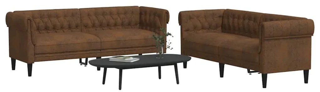 Kanapé Szett 2 pcs Barna 201.5 x 74.5 x 74.5 cm szövet