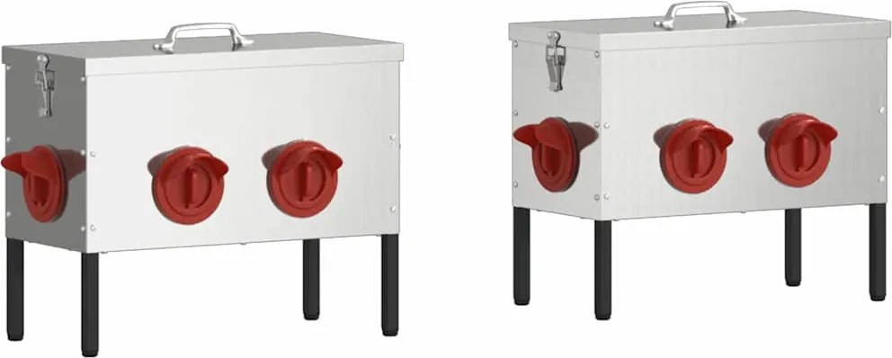 vidaXL Csirke etető 2 pcs Ezüst 41,5 x 20,5 x 33 cm Horganyzott acél