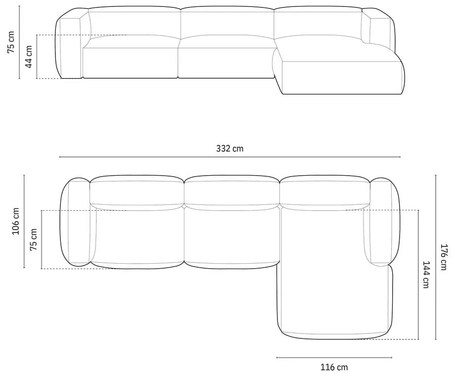 Világosszürke moduláris sarokkanapé (jobb oldali) Martina – Micadoni Home