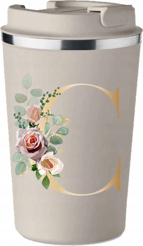 Prémium thermo bögre bézs C betűvel monogrammal Bögre KT_127_b