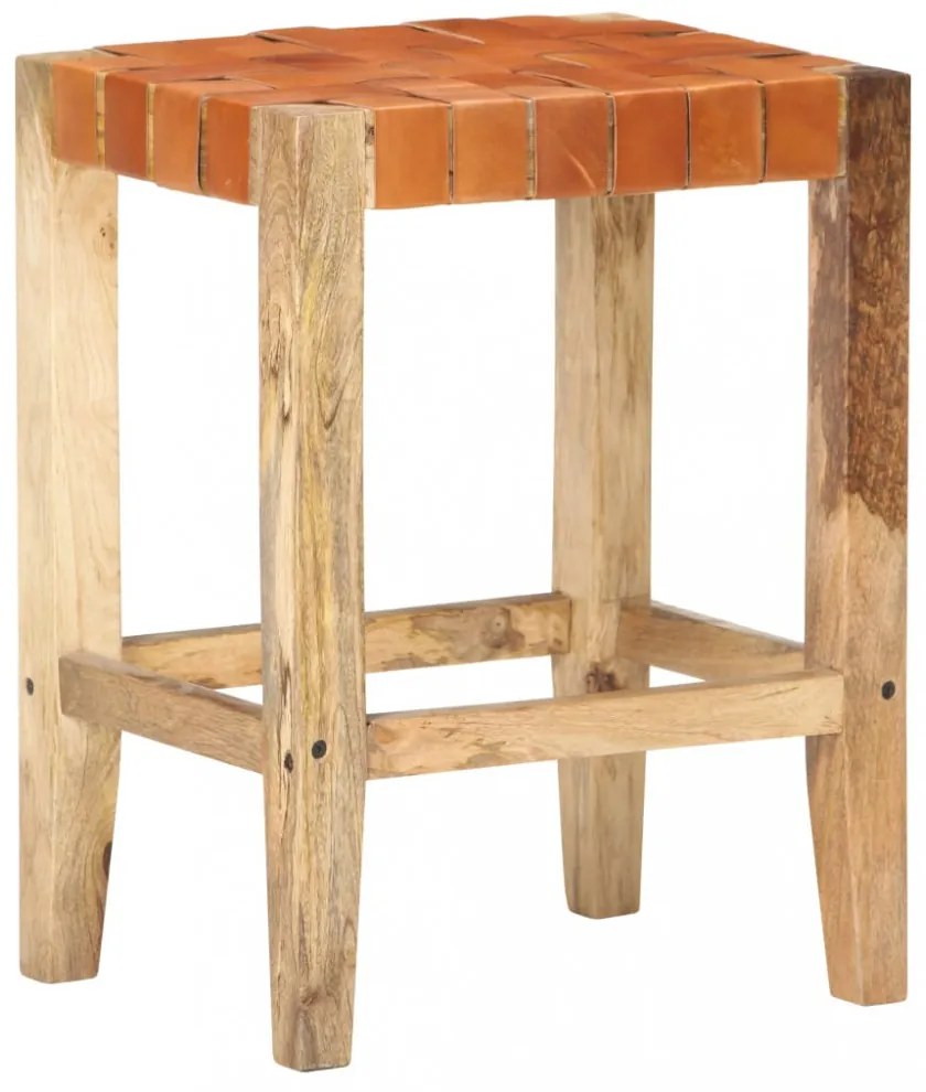 2 db barna valódi bőr bárszék 60 cm