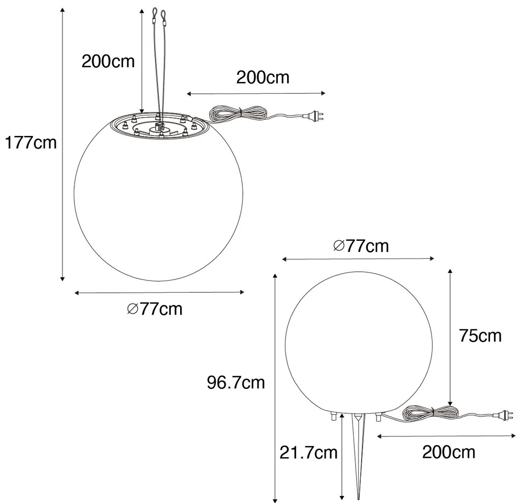 Okos kültéri lámpa szürke 77 cm IP44 WiFi A60-nal - Nura