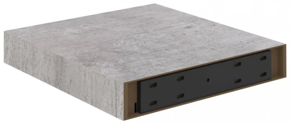 betonszürke MDF lebegő fali polc 23 x 23,5 x 3,8 cm