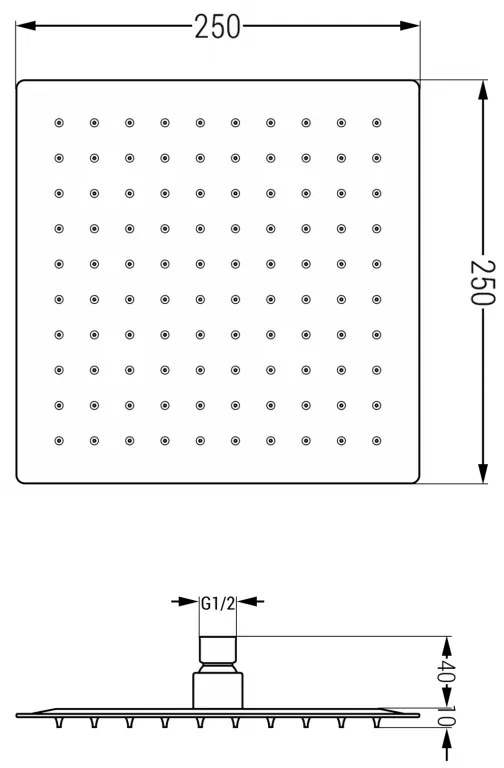 Mexen Slim rozsdamentes acél zuhanyfej 25 x 25 cm, fekete, 79125-70