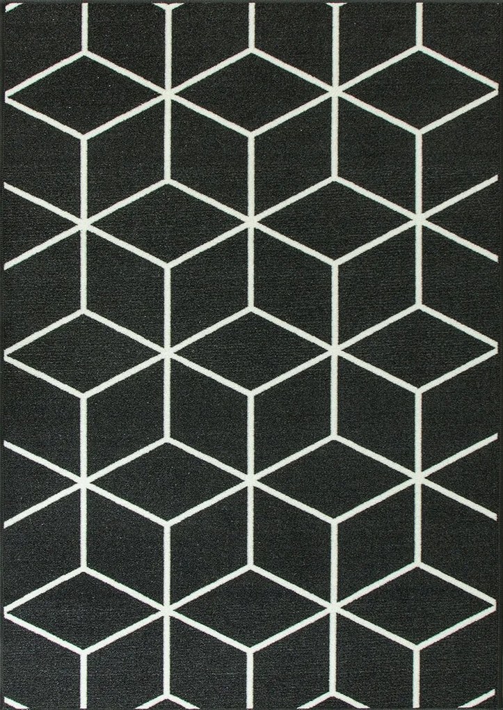 Csúszásgátló Szőnyeg Sötétszürke Nappaliba Grafit Cubes 120x170 cm