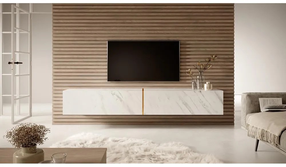 Tv szekrény/asztal Bakira 200  (fehér márvány). 1098783