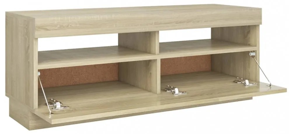 sonoma tölgy színű TV-szekrény LED-lámpákkal 100 x 35 x 40 cm
