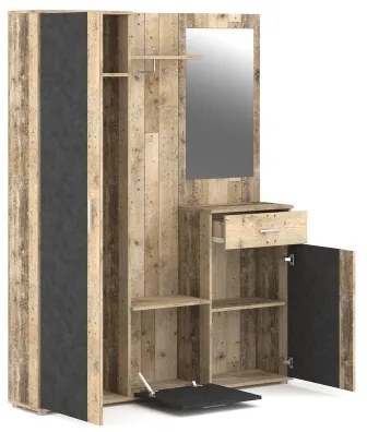 Előszobafal tükörrel NOLAN barna/grafit