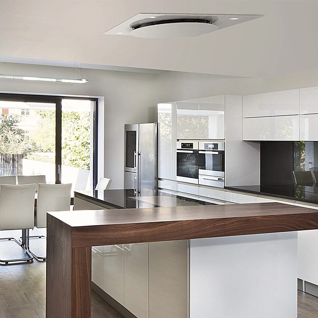 Klarstein Secret Service, mennyezeti páraelszívó, 220 W, érintőképernyős, üveg, LED