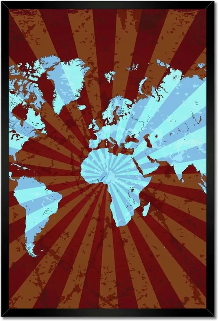 Poszterek keretben 40x60 Kék világtérkép