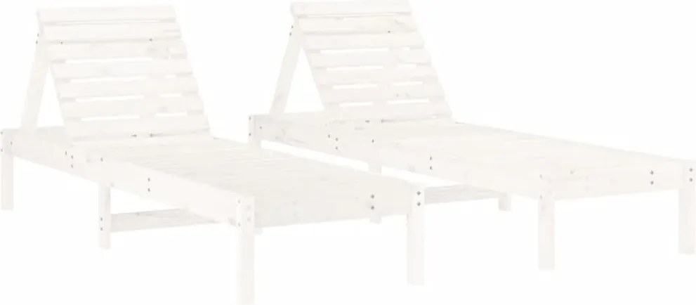vidaXL 2 db fehér tömör fenyő napozóágy 199,5x60x74 cm