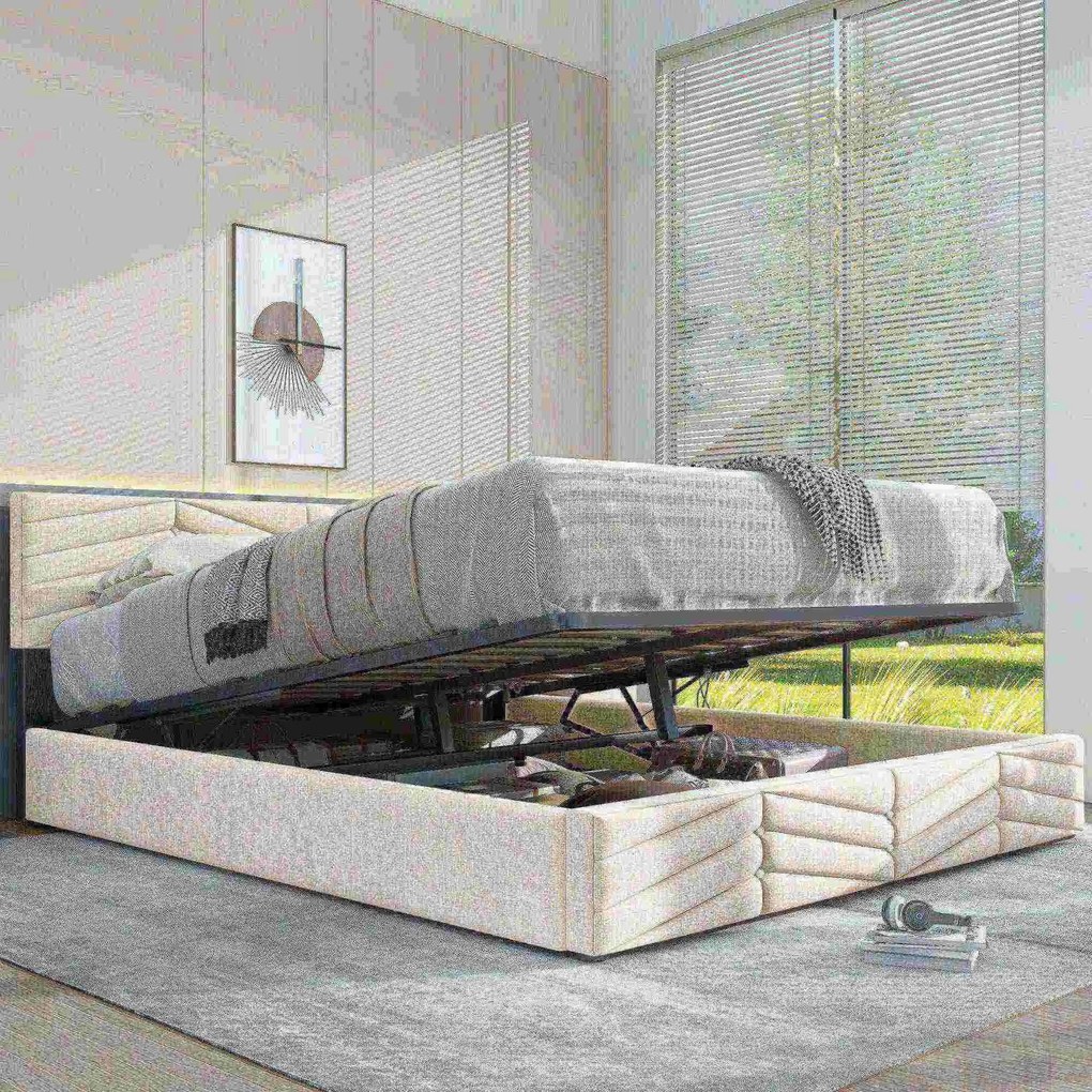 Kárpitozott ágy 140x200cm franciaágy Holland bársony bézs