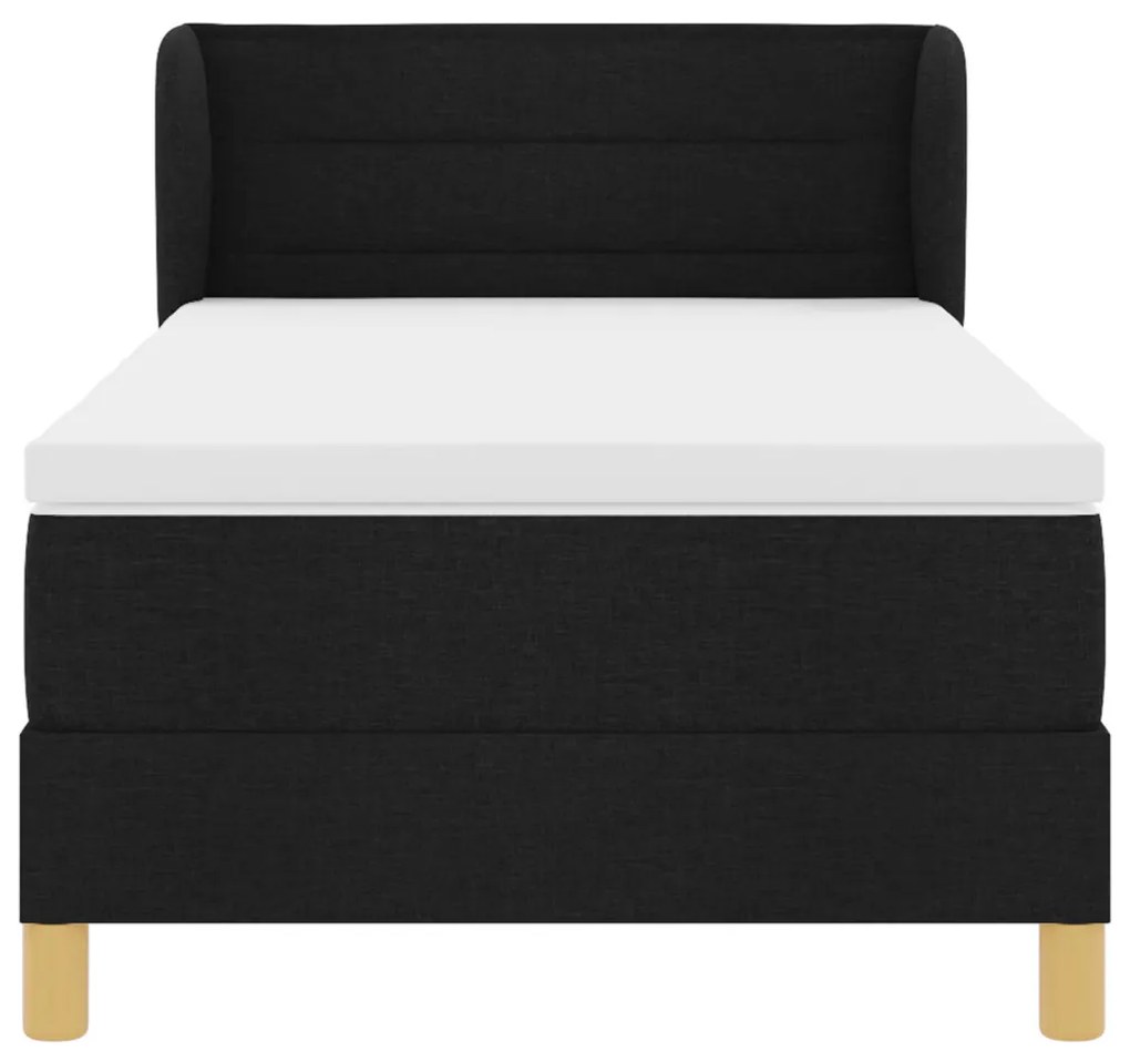 Boxspring Ágy Mattal Fekete 80x200 cm Szövet