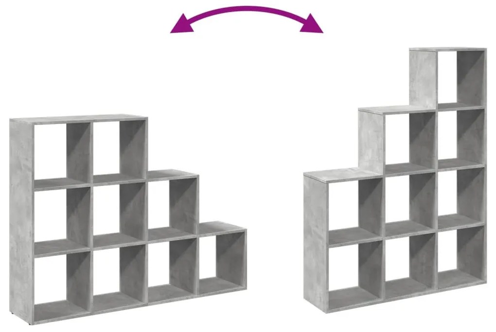 3 szintes betonszürke szerelt fa könyvespolc 137,5x29x103,5 cm