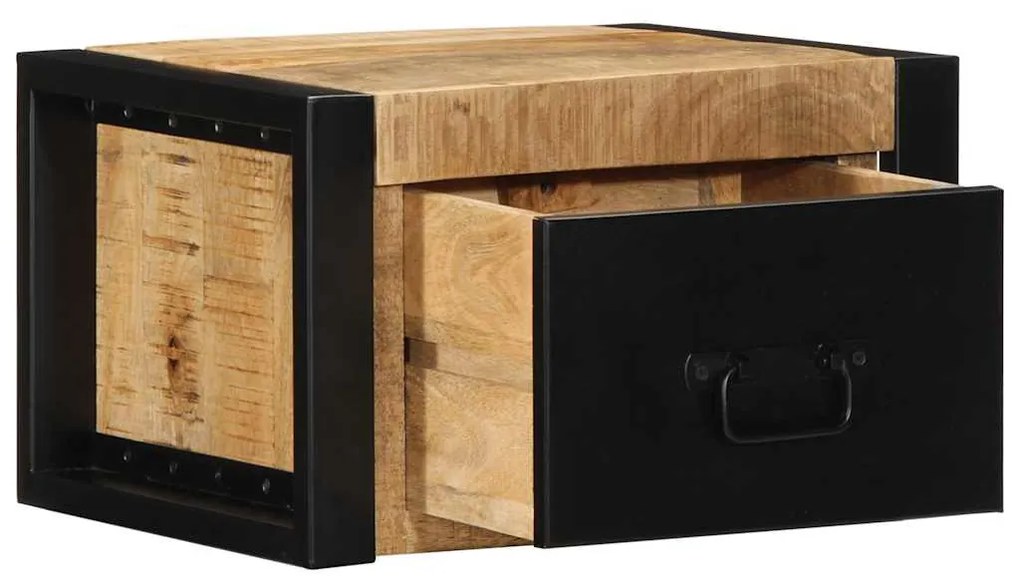 Éjjeli szekrények 2 db tömör nyersfa mangó 40x35x25 cm