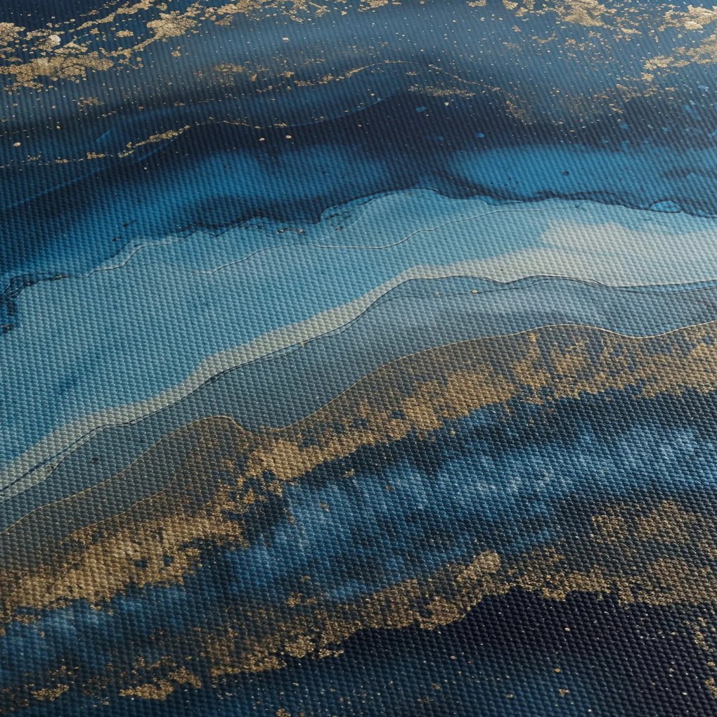 Kép - Kék márvány absztrakció (órával) (90x30 cm)