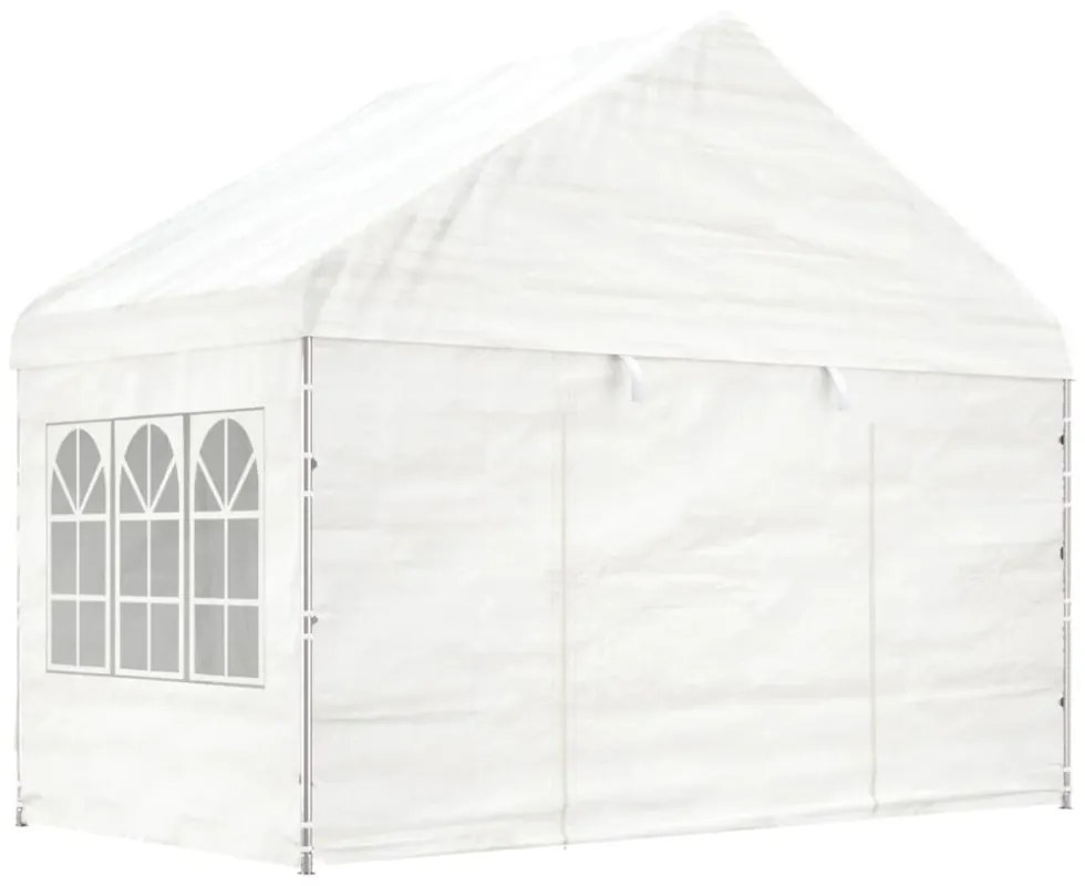 fehér polietilén pavilon tetővel 15,61 x 4,08 x 3,22 m