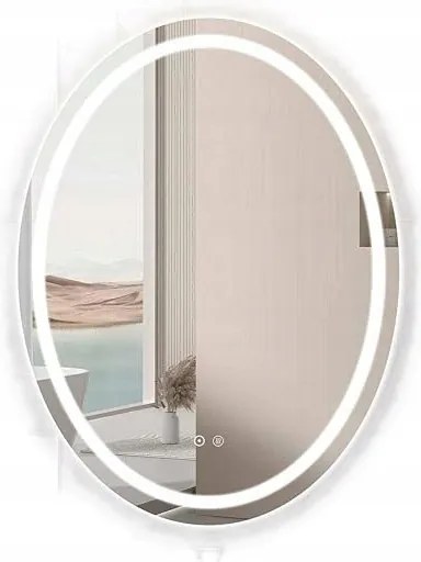 Fürdőszobai tükör Led 60 x 80cm ovális, világítással, érintőkapcsolóval