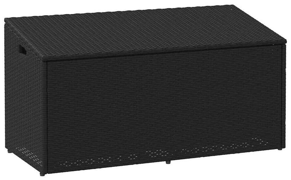 fekete polyrattan kerti tárolóláda 110x50x58 cm
