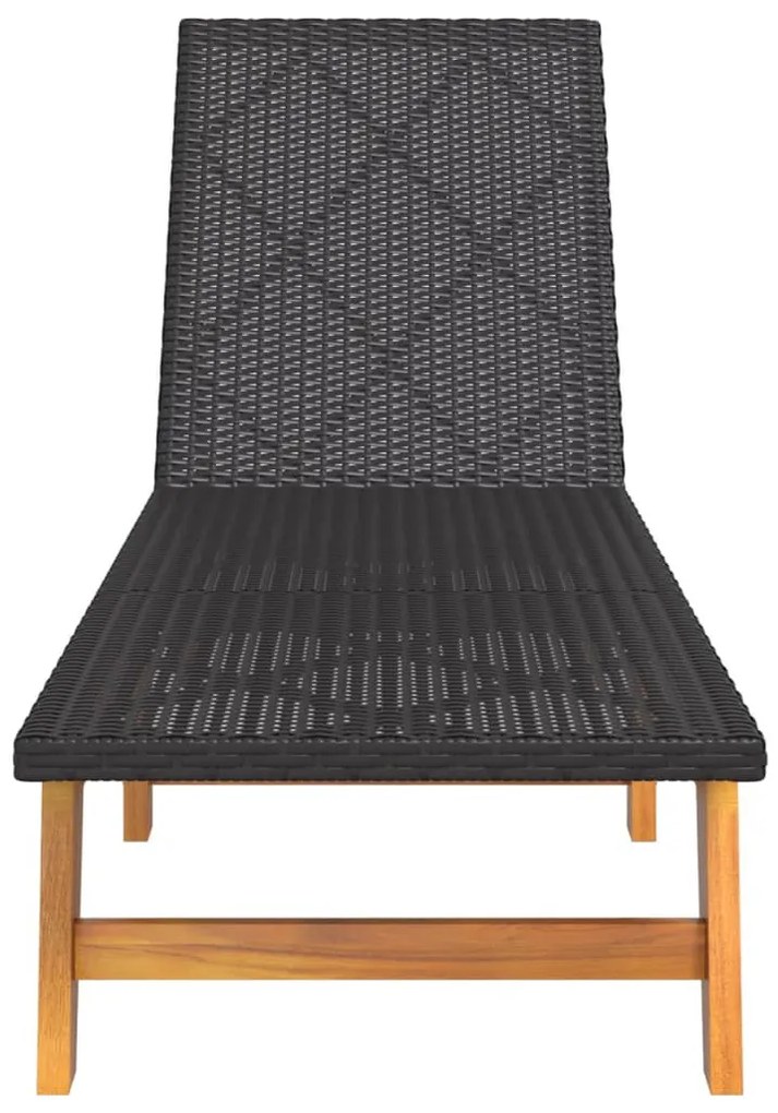 Fekete-barna polyrattan és tömör akácfa napágy