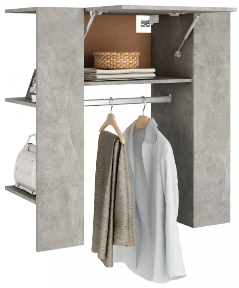 betonszürke szerelt fa előszobaszekrény 97,5 x 37 x 99 cm