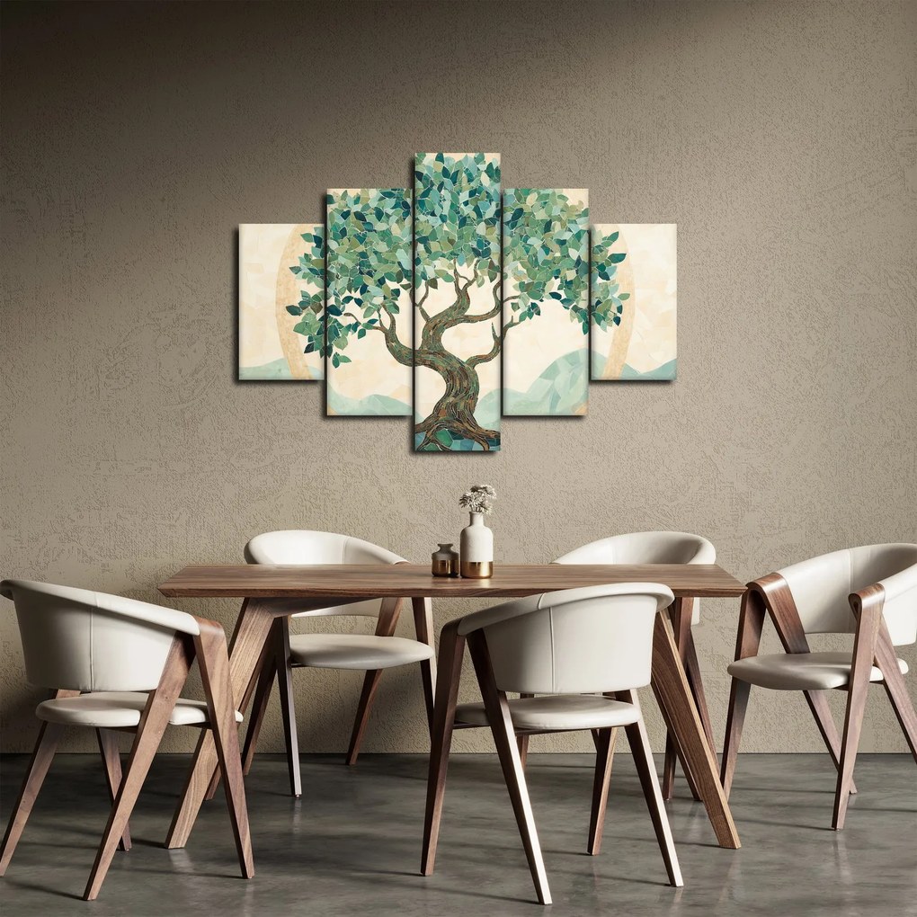 Kép – Elegáns mozaik fával (150x105 cm)