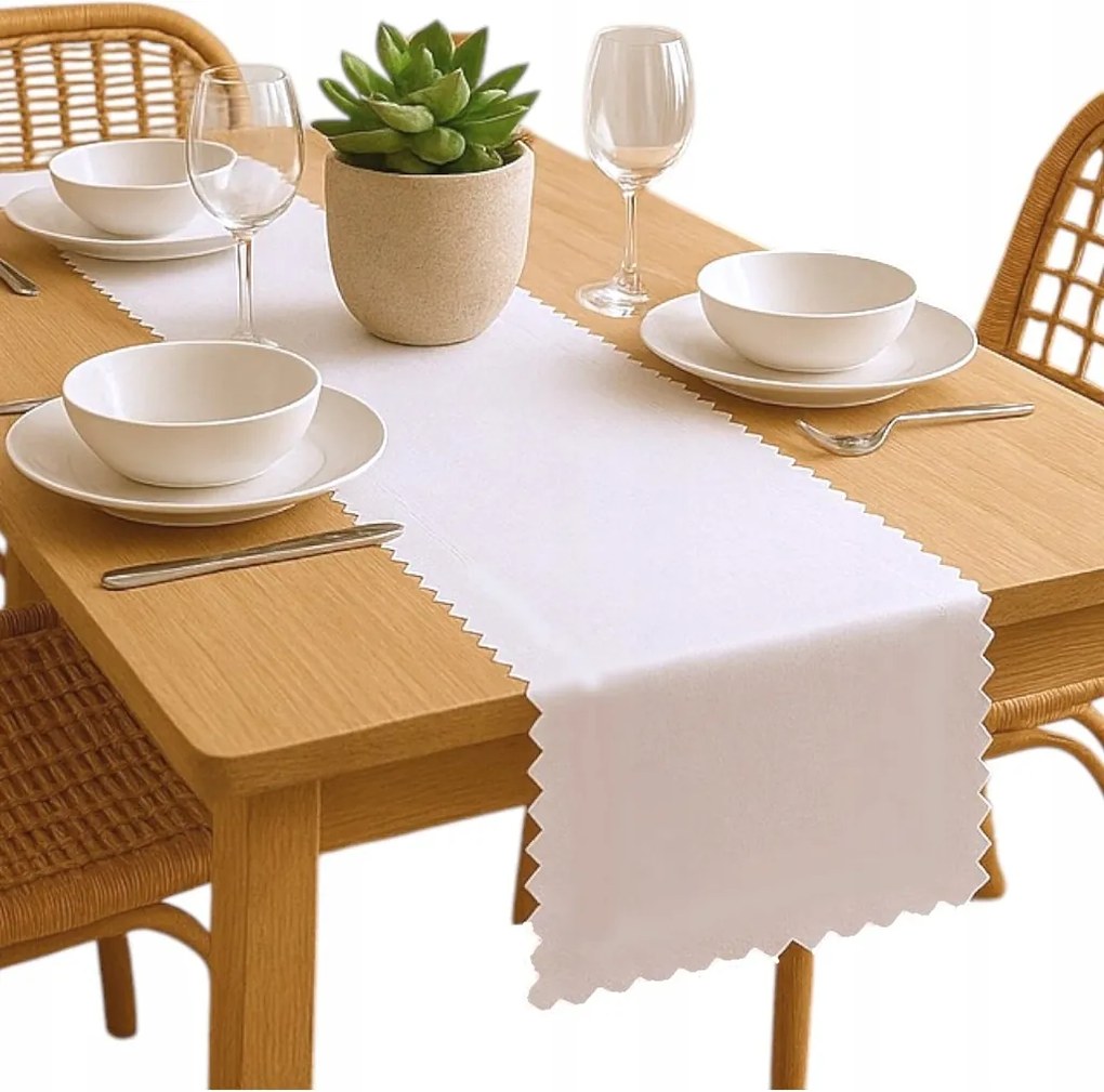 Fehér Dekorációs Futófelület 35x145 asztalra Sima nappali partikra