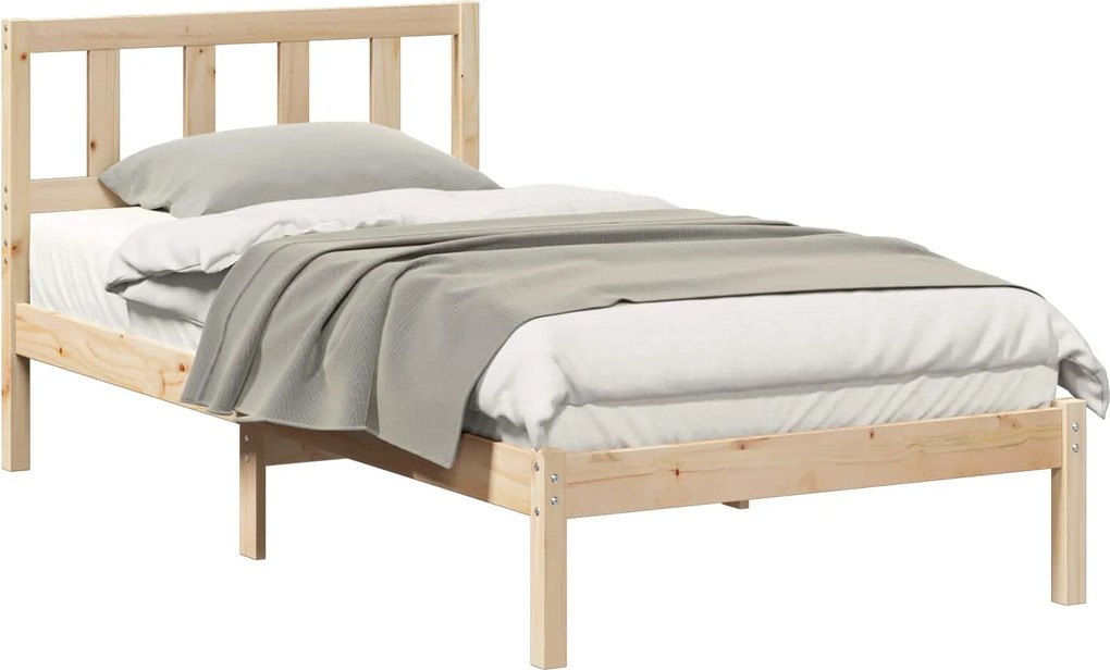 vidaXL Ágykeret fejtámlával Barna 90 x 200 cm Tömör fenyőfa