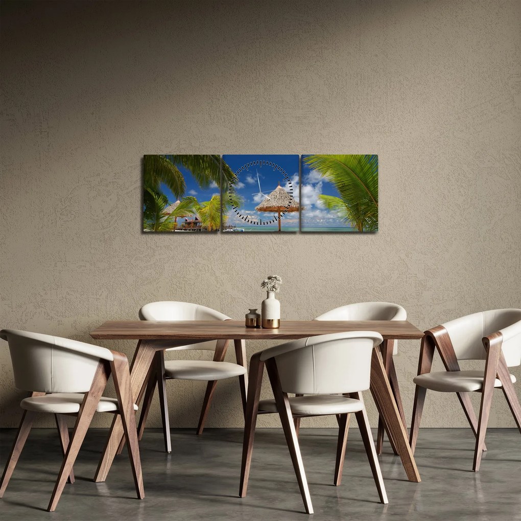 Kép - Fehér homokos strand (órával) (90x30 cm)