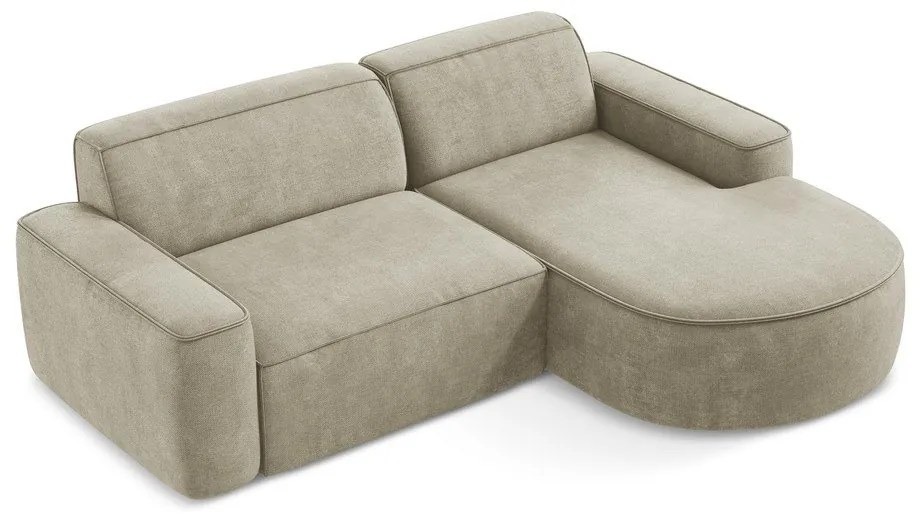 Bézs zsenília sarokkanapé (jobb oldali-heverő résszel) Omao – Makamii