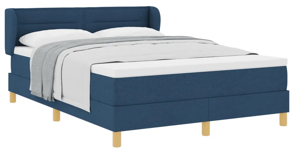 Kék Boxspring Ágy Matrac Készlettel – 140x200 cm Szövet