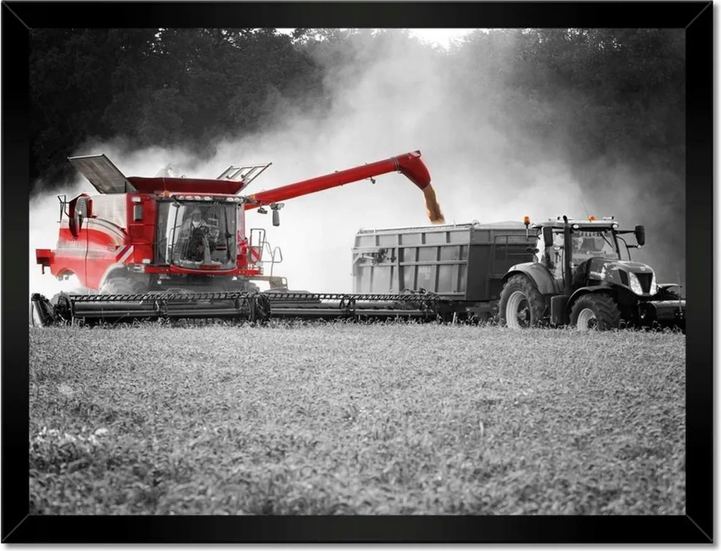 Poszterek keretben 40x30 Piros kombájn Aratás
