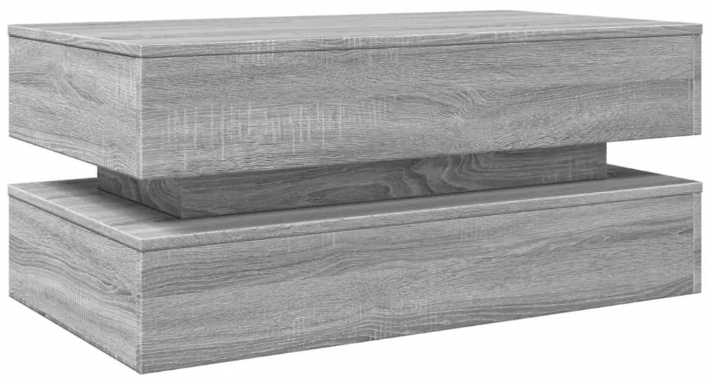 Szürke sonoma színű dohányzóasztal LED-lámpákkal 90x50x40 cm