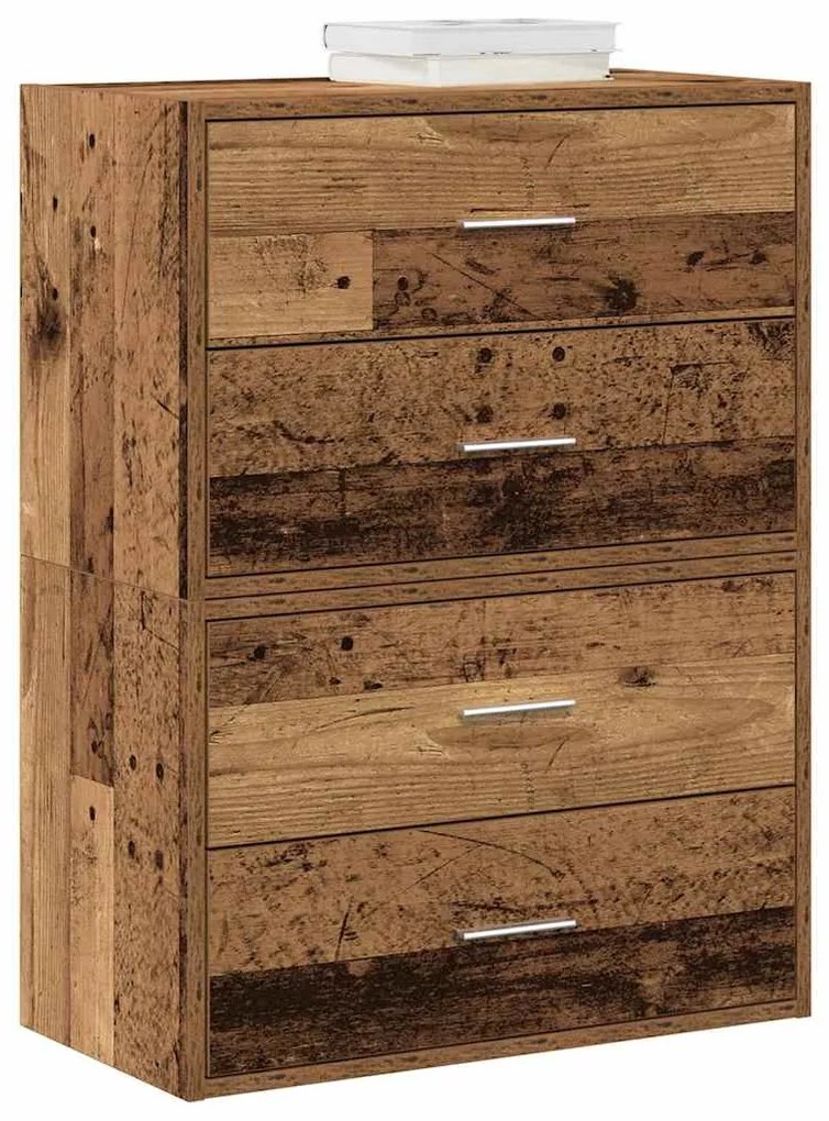 2 db antik fa szerelt fa szekrény 2 fiókkal 60 x 31 x 40 cm