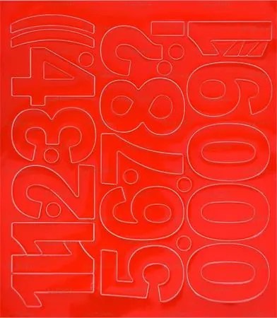 Öntapadós matrica, 5 cm-es, számlap, piros (LUIN142)