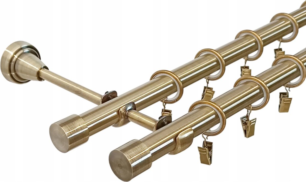 Fém Függönyrúd Lux 19+19 mm dupla Antik Arany 180 cm Végváltozatok
