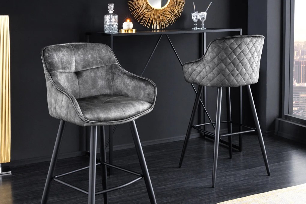 EUPHORIA design bársony bárszék - szürke