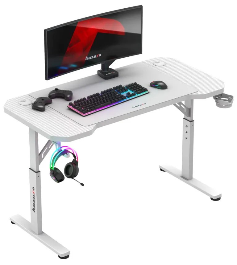 Gamer asztal, magasságállításal ,120x60cm egérpaddal fehér