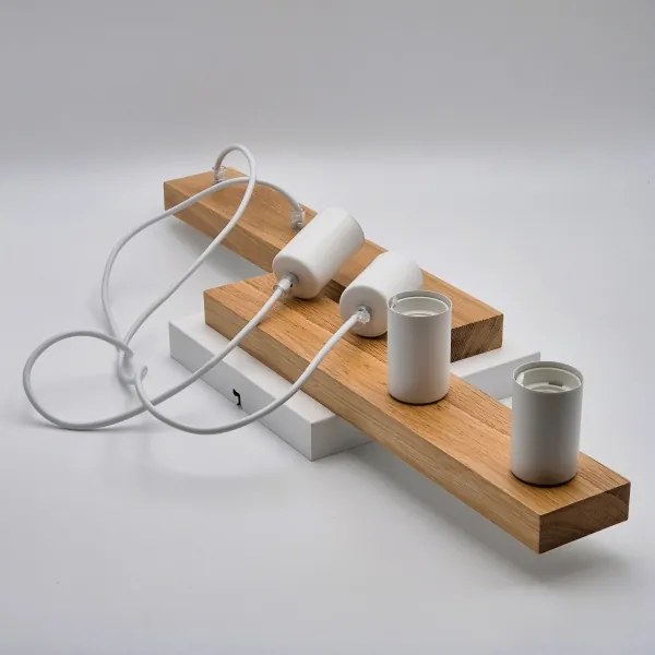 Csillár zsinóron CORTINA 4xE27/15W/230V fehér/tölgy