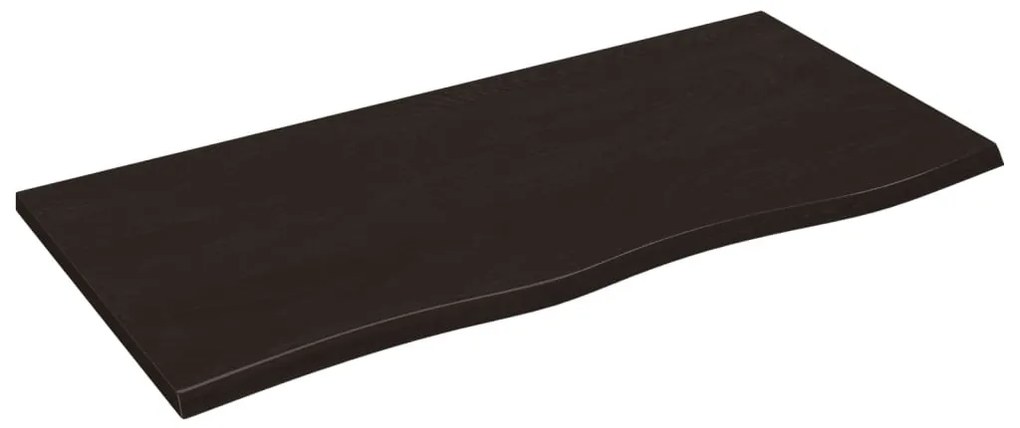 sötétbarna kezelt tömör tölgyfa fali polc 100x50x2 cm