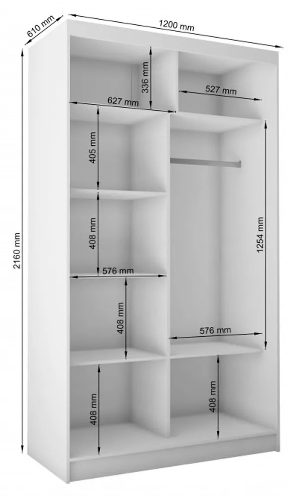 Tanna Gardróbszekrény (120 cm) Fekete / Piros