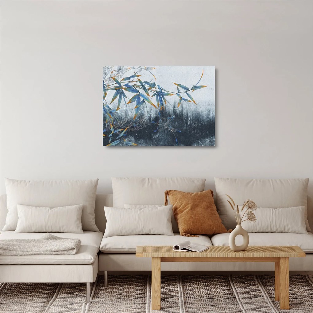 Kép - bambusz a falon (üvegen) (70x50 cm)