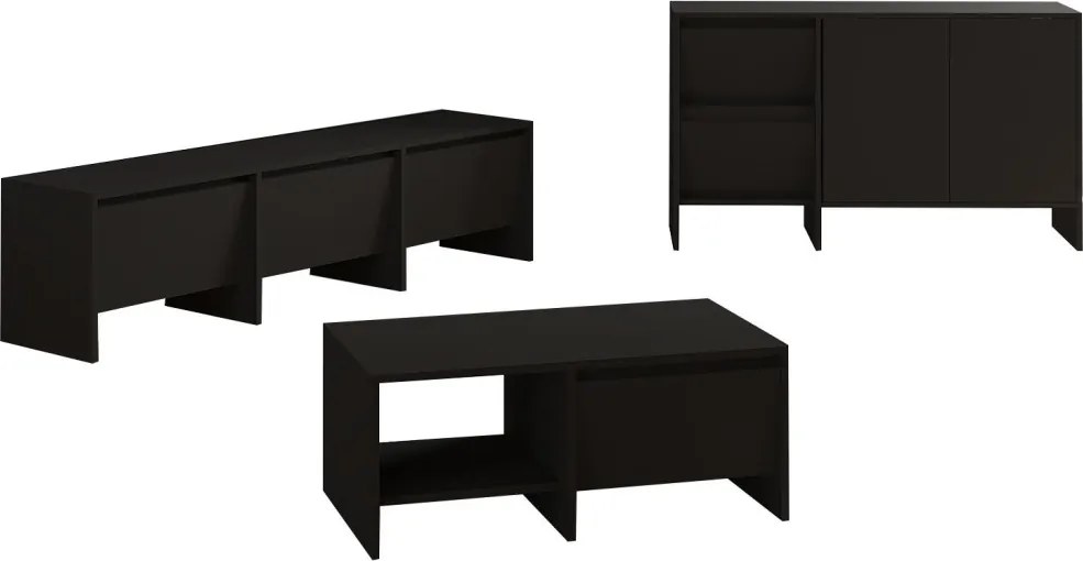 Laris nappali bútorszett, fekete, 160 cm